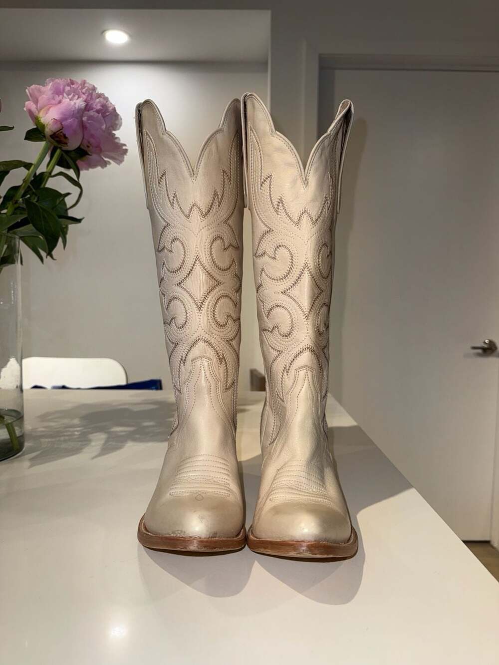 Ariat Western Cowgirl Boots Women's Size 7B Style 10044412 White Leather - Picture 3 of 15
